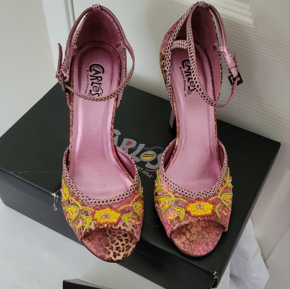 Women's Pink High Heal Carlos Shoes Size 8
